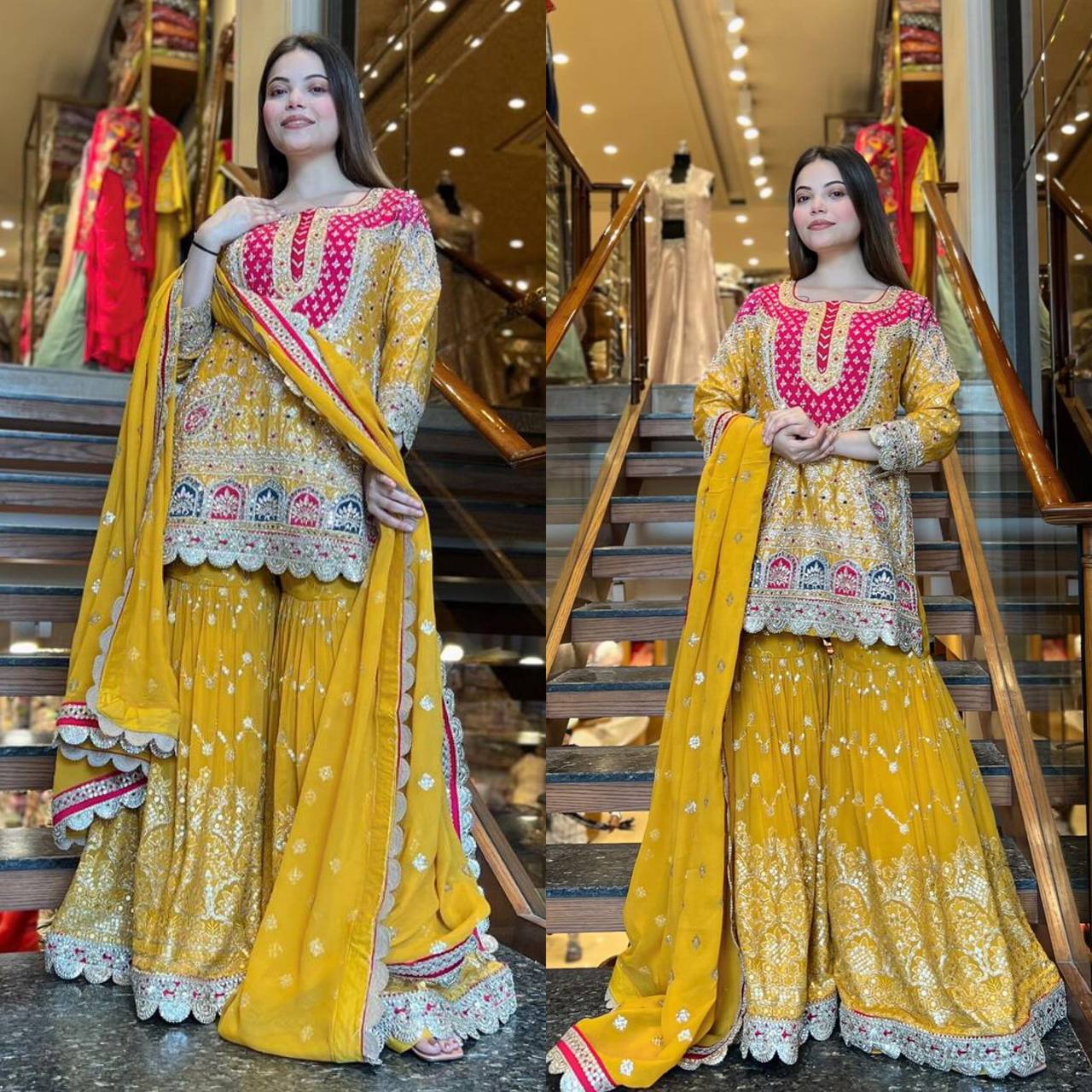 Neo-Classic Mustard Contrast-Yoke Suit